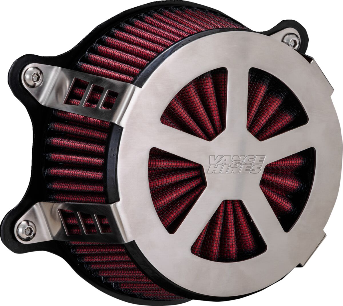 Vance & Hines VO2 Radiant V, Brushed - 02-07 Touring & 00-15 Softail & 99-17 Dyna Air Cleaner Vance & Hines