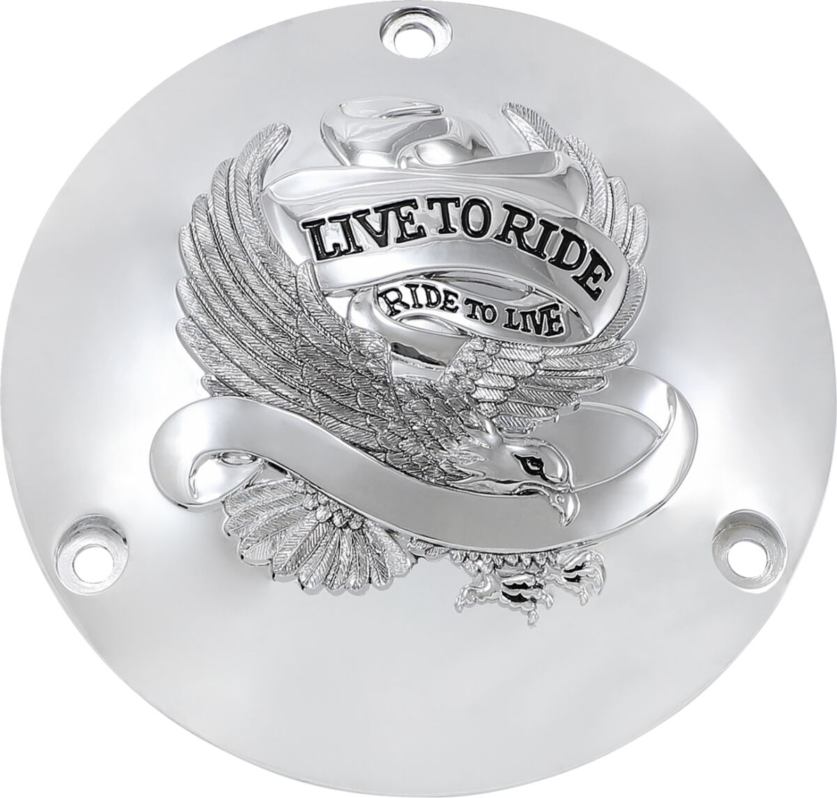 Drag Specialties Live To Ride Derby Cover Chrome 3 Hole Transmission Covers Drag Specialties