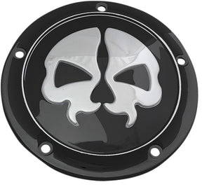 Drag Specialties Cover Derby Split Skull 5 Hole Black Transmission Covers Drag Specialties
