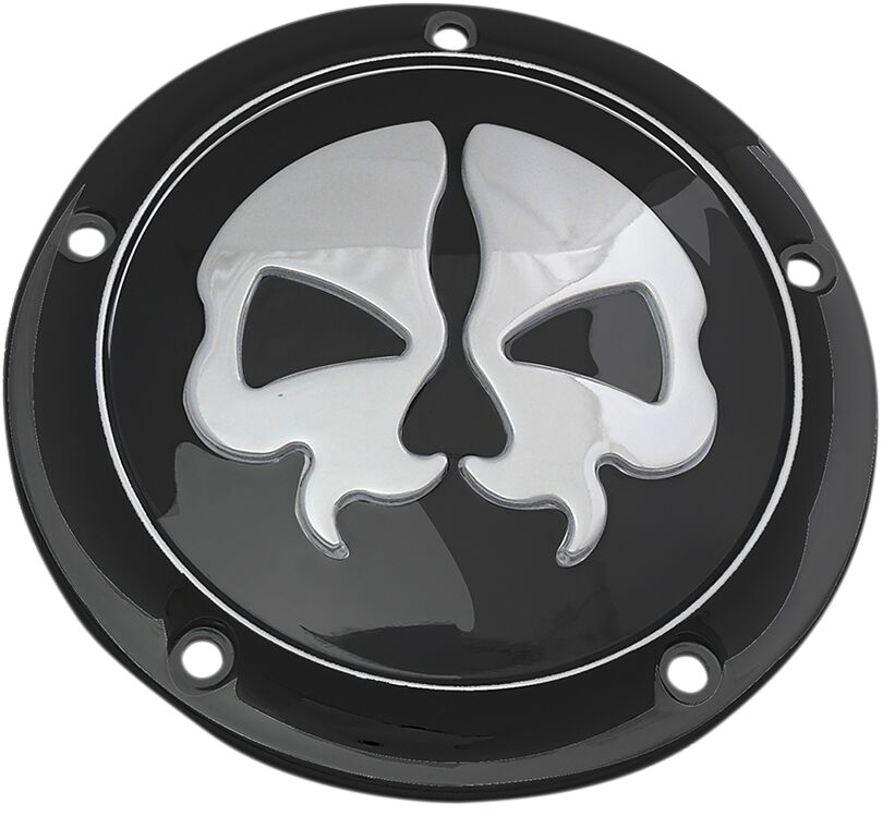 Drag Specialties Cover Derby Split Skull 5 Hole Black Transmission Covers Drag Specialties