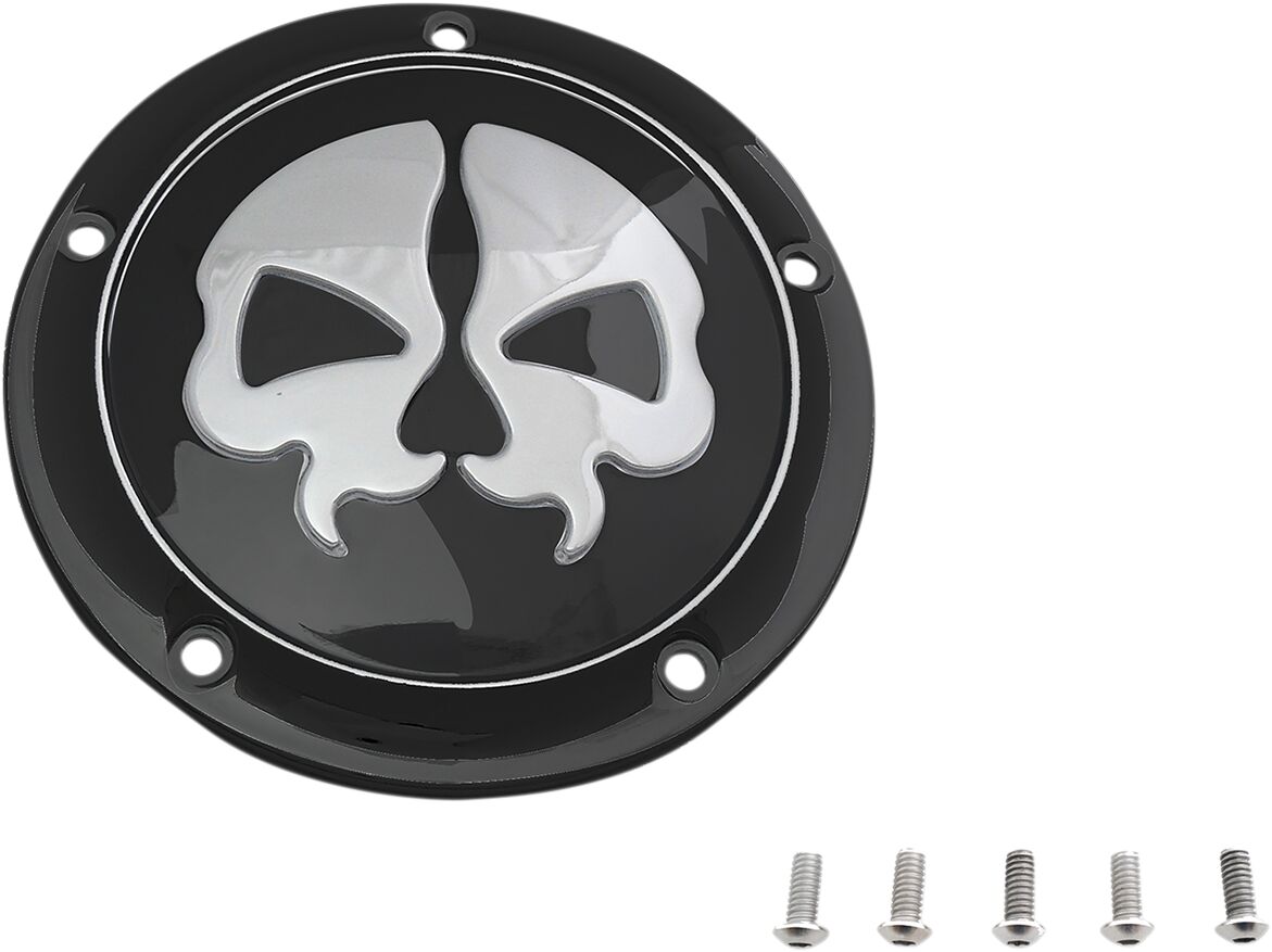 Drag Specialties Cover Derby Split Skull 5 Hole Black Transmission Covers Drag Specialties