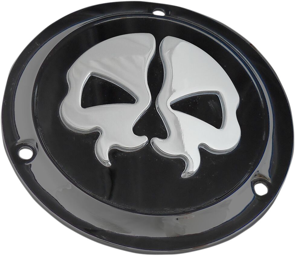 Drag Specialties Cover Derby Split Skull 3 Hole Black Transmission Covers Drag Specialties