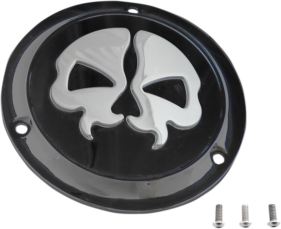 Drag Specialties Cover Derby Split Skull 3 Hole Black Transmission Covers Drag Specialties