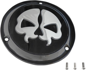 Drag Specialties Cover Derby Split Skull 3 Hole Black Transmission Covers Drag Specialties