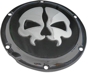 Drag Specialties Cover Derby Split Skull 6 Hole Black Transmission Covers Drag Specialties Default Title
