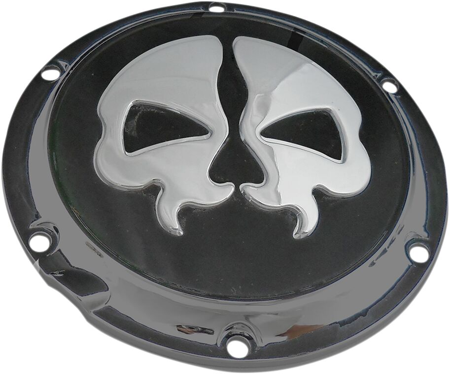 Drag Specialties Cover Derby Split Skull 6 Hole Black Transmission Covers Drag Specialties