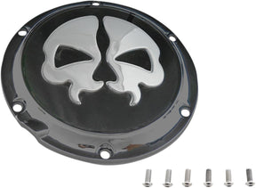 Drag Specialties Cover Derby Split Skull 6 Hole Black Transmission Covers Drag Specialties