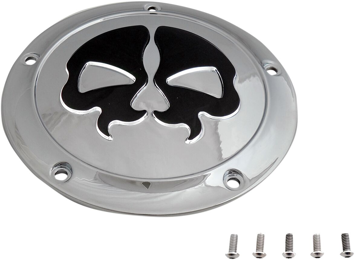 Drag Specialties Cover Derby Split Skull 5 Hole Chrome Transmission Covers Drag Specialties