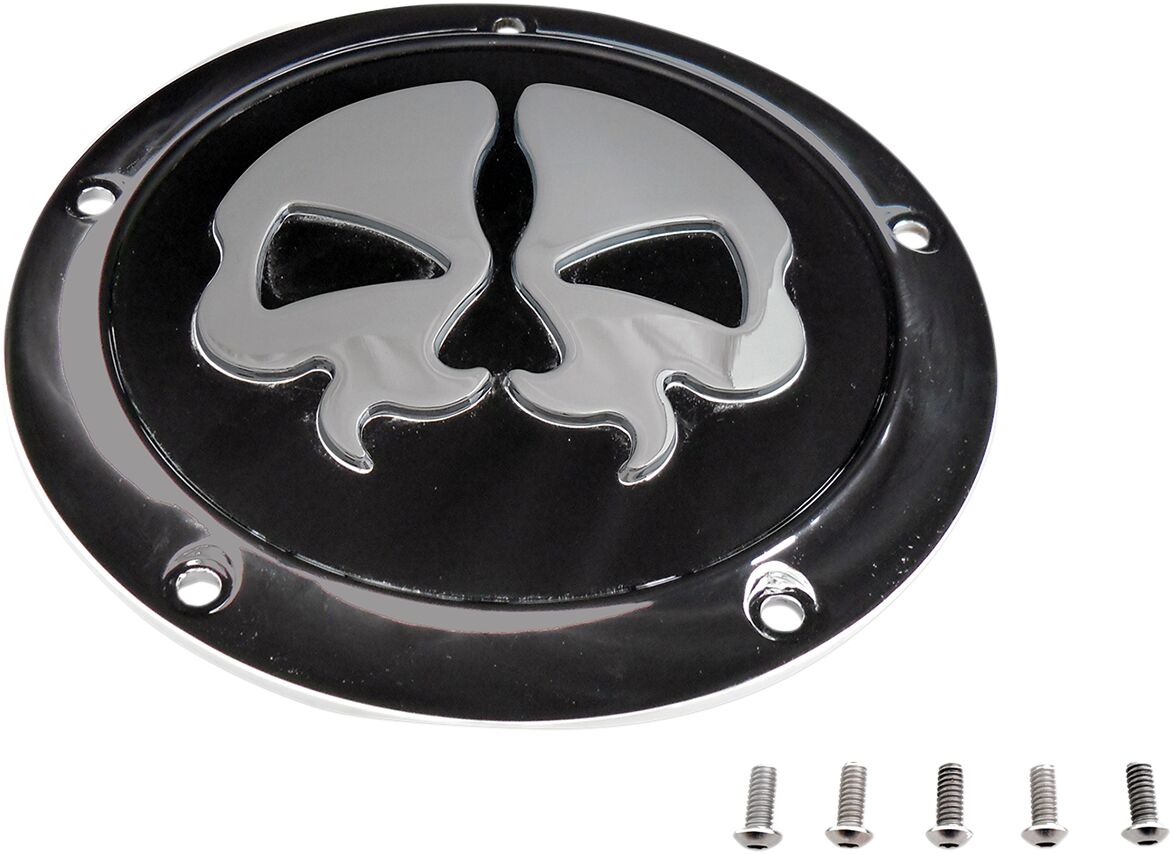 Drag Specialties Cover Derby Split Skull 5 Hole Black Transmission Covers Drag Specialties