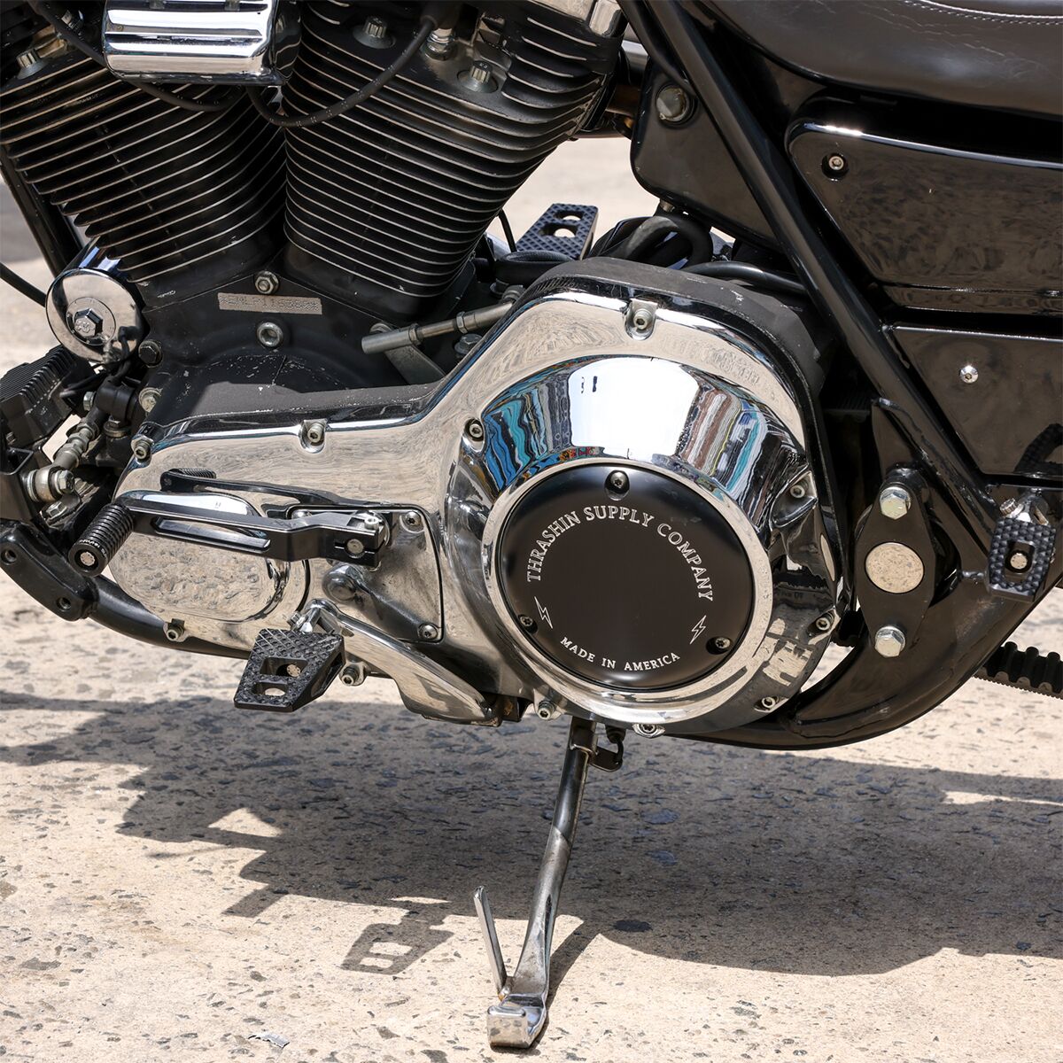 Finned 5 Hole Derby Cover, Black - 18+ Softail Derby Cover Thrashin Supply Co.