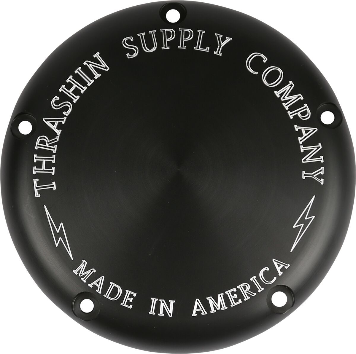 Thrashin Supply Co. Finned 5 Hole Derby Cover, Black - 18+ Softail Transmission Covers Thrashin Supply Co.