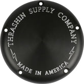 Thrashin Supply Co. Finned 5 Hole Derby Cover, Black - 18+ Softail Transmission Covers Thrashin Supply Co.