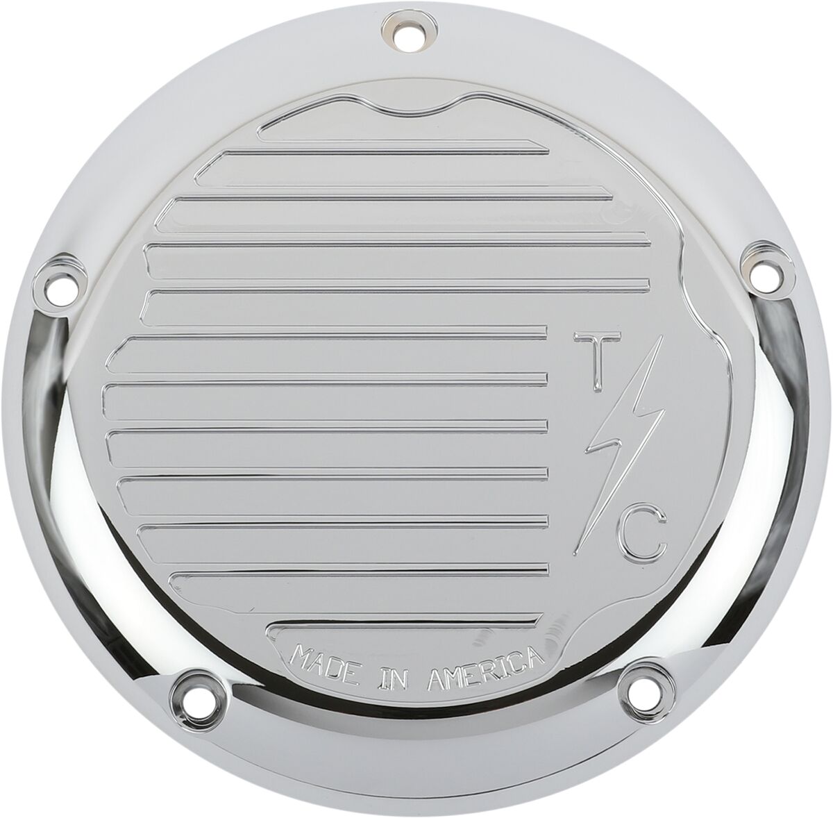 Thrashin Supply Co. Finned 5 Hole Derby Cover, Chrome - Milwaukee 8 Touring Transmission Covers Thrashin Supply Co.