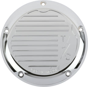Thrashin Supply Co. Finned 5 Hole Derby Cover, Chrome - Milwaukee 8 Touring Transmission Covers Thrashin Supply Co.