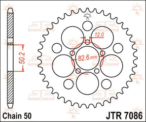 Jt Sprockets Jtr7086.48 Z Rear Replacement Sprocket 48 Teeth 530 Pitch Natural C49 High Carbon Steel Jt Sprockets
