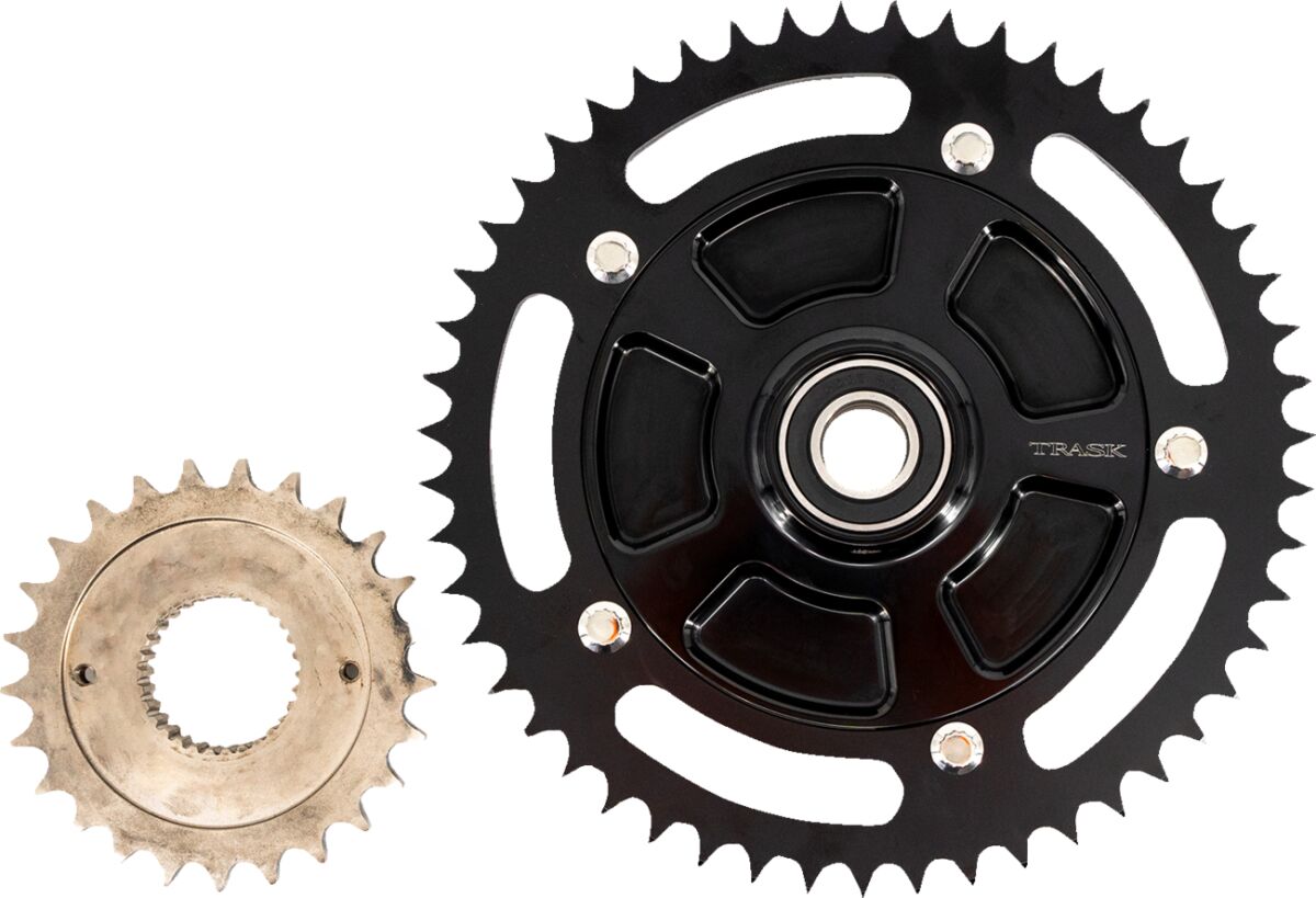 Trask Performance 25-54 Tooth Trask FL Cush Drive Conversion Kit, Black - 09-24 Touring Chain Conversion Rear Sprockets Trask Performance