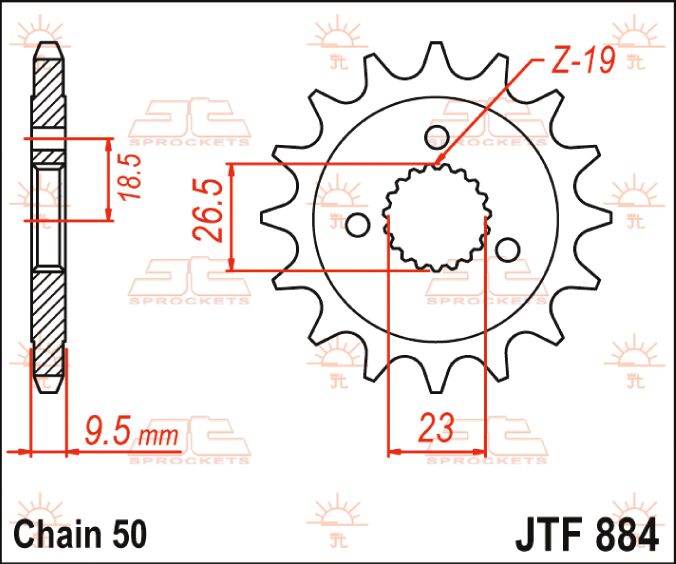 Jt Sprockets Jtf884.21 Front Replacement Sprocket 21 Teeth 530 Pitch Natural Chromoly Steel Alloy Countershaft Sprockets Jt Sprockets