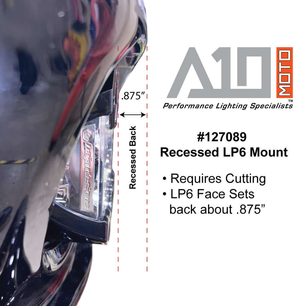 A10 Moto Low Rider ST "Cut In" Recessed LP6 Mount Combo Kit - Bracket & Harness w/ 1 Clear LP6 Headlight A10 Moto