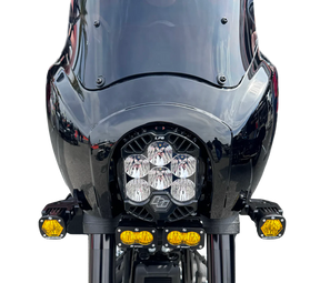 A10 Moto T Sport Modular Lp6 Mounting System For Softails, Dynas And Low Rider S Lighting Combo Kit 127095 A10 Moto Metripac White Driving/Combo - Amber Backlight
