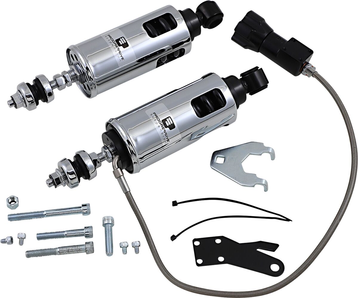 422 Heavy Duty Series Rear Shocks With Remote Adjustable, Chrome - 00-17 Softail Rear Shocks Progressive Suspension Default Title