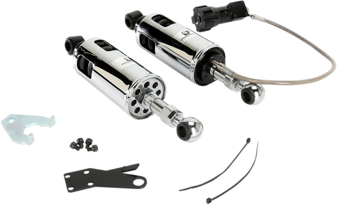 Progressive Suspension 422 Standard Series Rear Shocks With Remote Adjustable, Chrome - 89-99 Softail Shock Absorbers Progressive Suspension