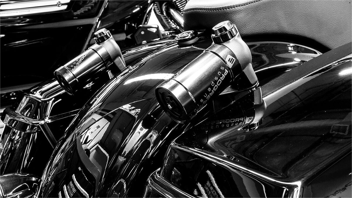 990/970 Remote Reservoir Top Mount Brackets - 09+ Touring Rear Shocks Accessories Progressive Suspension