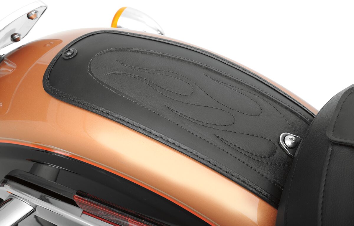Drag Specialties Seats Fender Protector Fender Skins Rear Flame Stitch Vinyl Black Fenders Dress Up Parts Drag Specialties