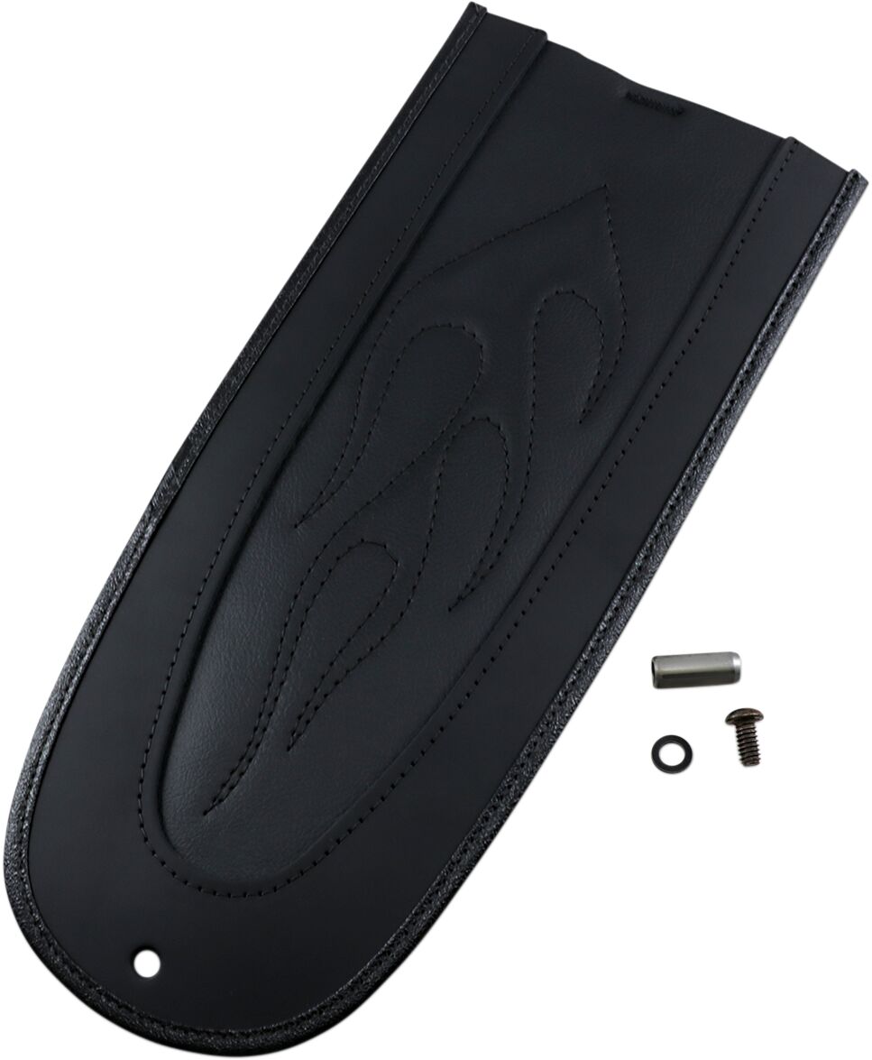 Drag Specialties Seats Fender Skin Flame Stitched Automotive, Grade Vinyl Center 33,5 cm (13-1/4") - 00-10 Softail Fenders Dress Up Parts Drag Specialties