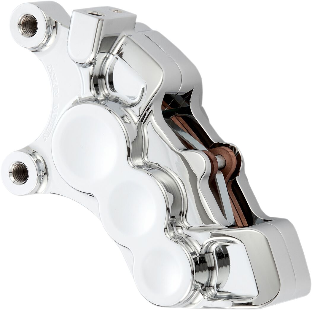 6-Piston Differential Bore Brake Calipers Left, 11.8" Chrome Brake Calipers Arlen Ness