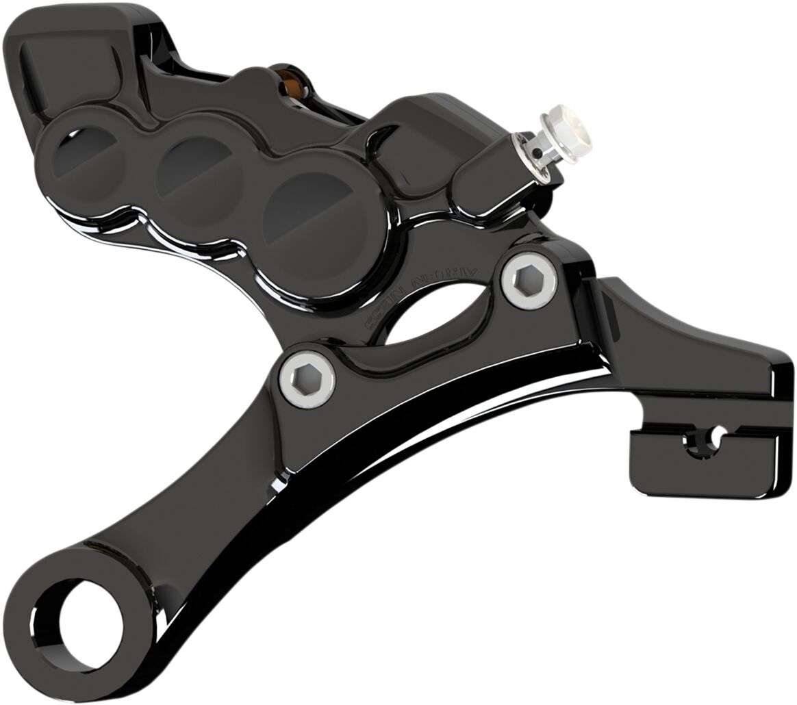 Arlen Ness Rear 6-Piston Differential Bore Brake Calipers, Black - 08-17 Dyna Brake Calipers With Bracket Arlen Ness