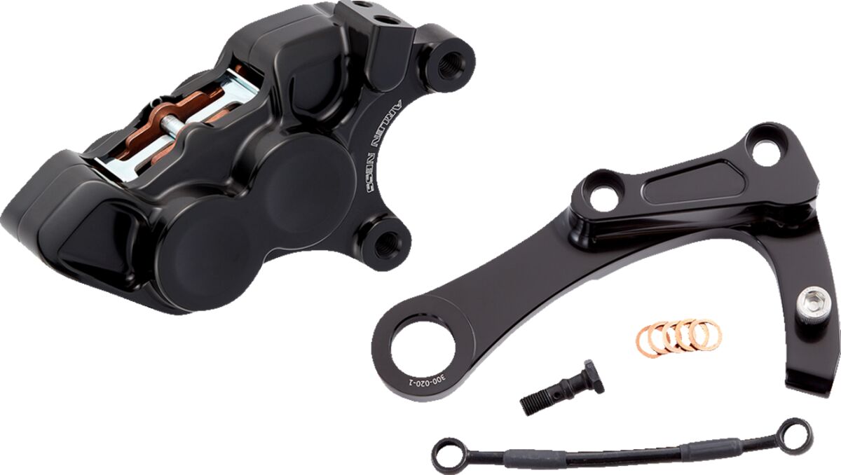 Arlen Ness Rear 4-Piston Brake Caliper Kit, Black - 18+ Softail Brake Caliper Kits Arlen Ness