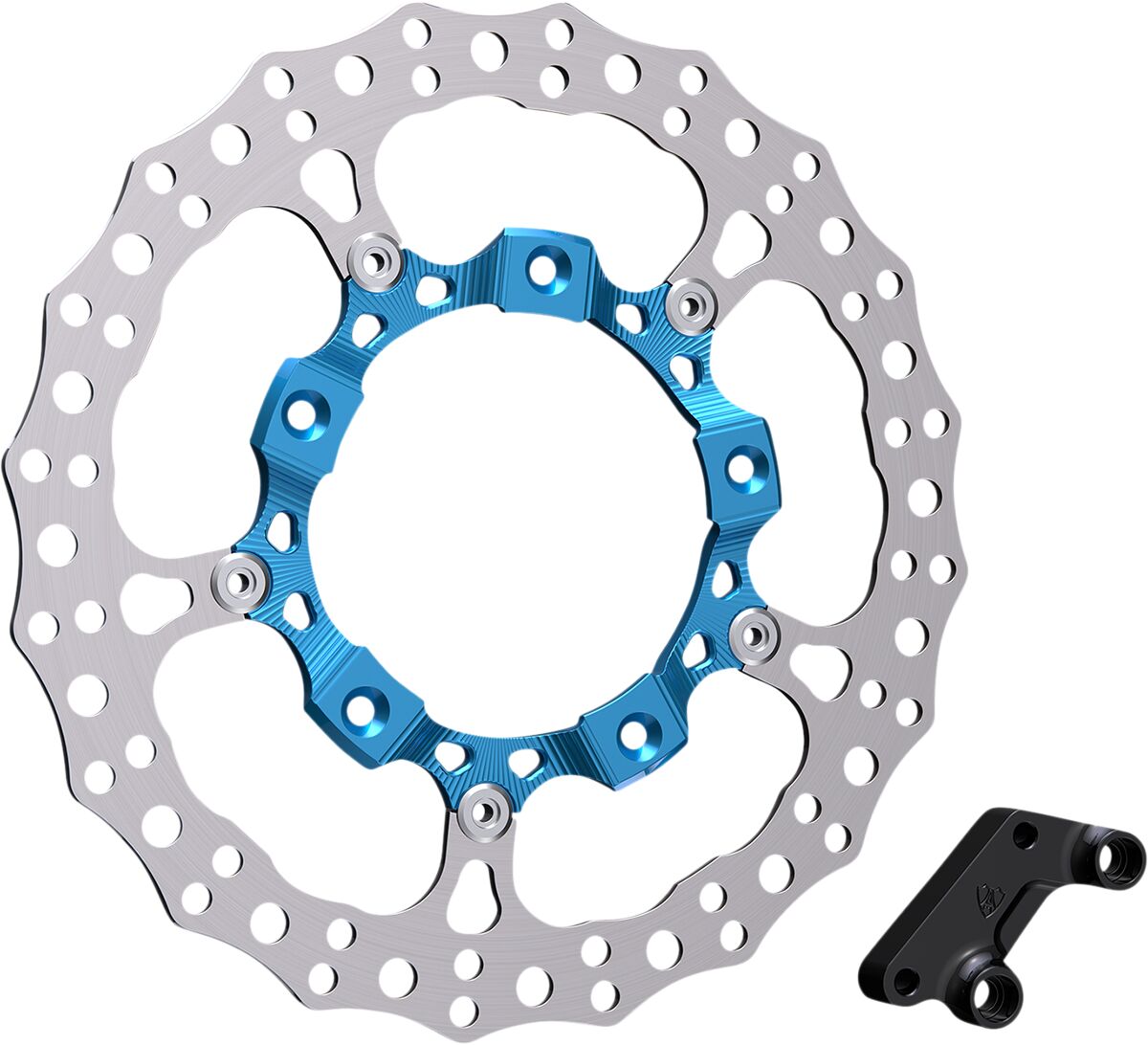 14" Left Billet Big Brake Rotors, Blue - 14-24 Touring Brake Rotors Arlen Ness