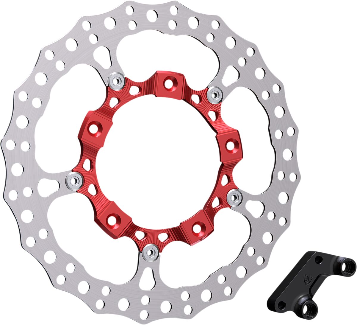 14" Left Billet Big Brake Rotors, Red - 14-24 Touring Brake Rotors Arlen Ness