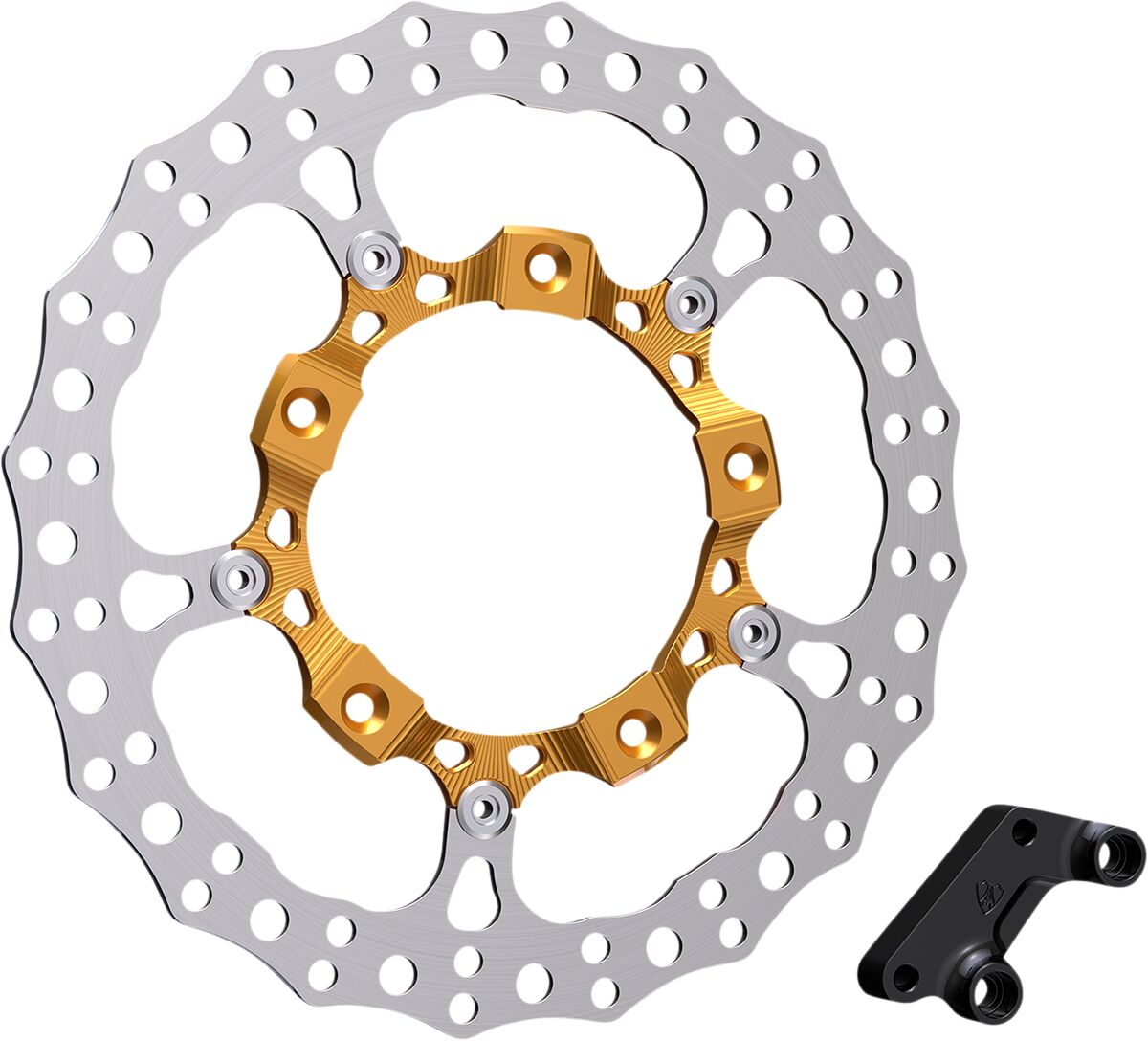 14" Right Billet Big Brake Rotors, Gold - 14-24 Touring Brake Rotors Arlen Ness