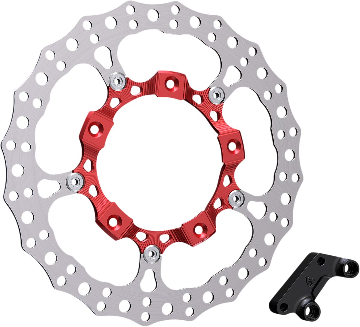 14" Right Billet Big Brake Rotors, Red - 14-24 Touring Brake Rotors Arlen Ness