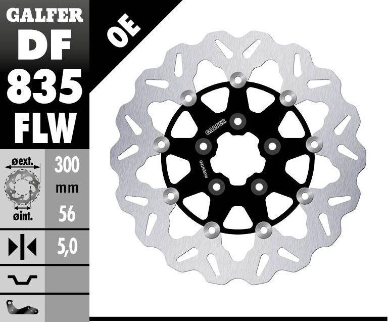 Brake Rotor Floating Wave Steel Center, Black Brake Rotors Galfer