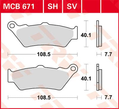 Trw Brake Pad Trw Mcb671 Sh BRAKE PADS - SINTERED METAL Trw