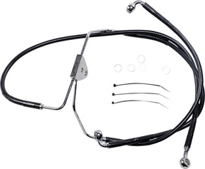 Drag Specialties Front Brake Line Black Vinyl Coated Stainless Steel Extended 2" Brake Lines Hoses Stainless Drag Specialties