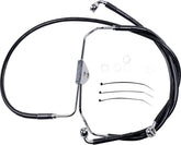 Drag Specialties Front Brake Line Black Vinyl Coated Stainless Steel Extended 4" Brake Lines Hoses Stainless Drag Specialties