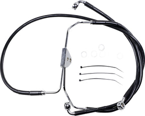 Drag Specialties Front Brake Line Black Vinyl Coated Stainless Steel Extended 4" Brake Lines Hoses Stainless Drag Specialties
