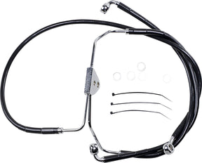 Drag Specialties Front Brake Line Black Vinyl Coated Stainless Steel Extended 4" Brake Lines Hoses Stainless Drag Specialties