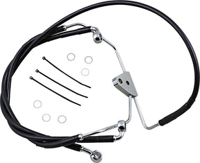 Drag Specialties Front Brake Line Black Vinyl Coated Stainless Steel Extended 6" Brake Lines Hoses Stainless Drag Specialties