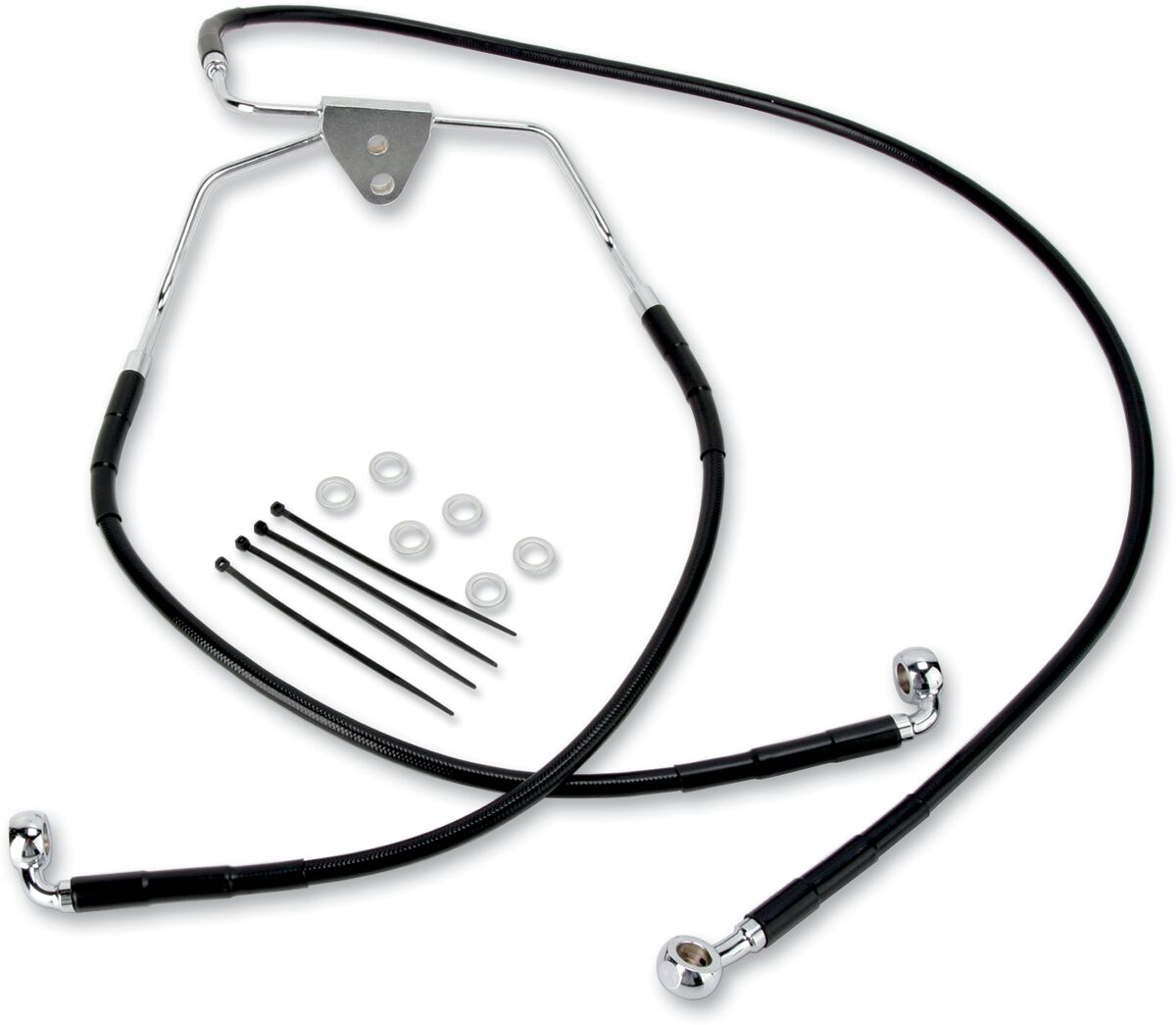 Drag Specialties Front Brake Line Black Vinyl Coated Stainless Steel Extended 10" Brake Lines Hoses Stainless Drag Specialties