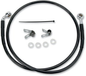 Drag Specialties Front Brake Line Black Vinyl Coated Stainless Steel Brake Lines Hoses Stainless Drag Specialties