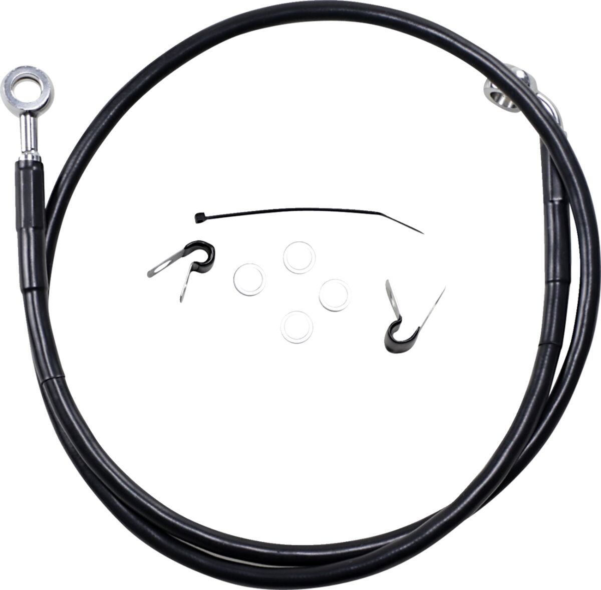 Drag Specialties Front Brake Line Black Vinyl Coated Stainless Steel Extended 2" Brake Lines Hoses Stainless Drag Specialties