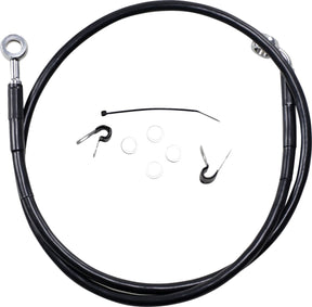 Drag Specialties Front Brake Line Black Vinyl Coated Stainless Steel Extended 2" Brake Lines Hoses Stainless Drag Specialties