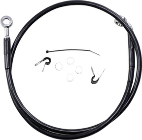 Drag Specialties Front Brake Line Black Vinyl Coated Stainless Steel Extended 2" Brake Lines Hoses Stainless Drag Specialties