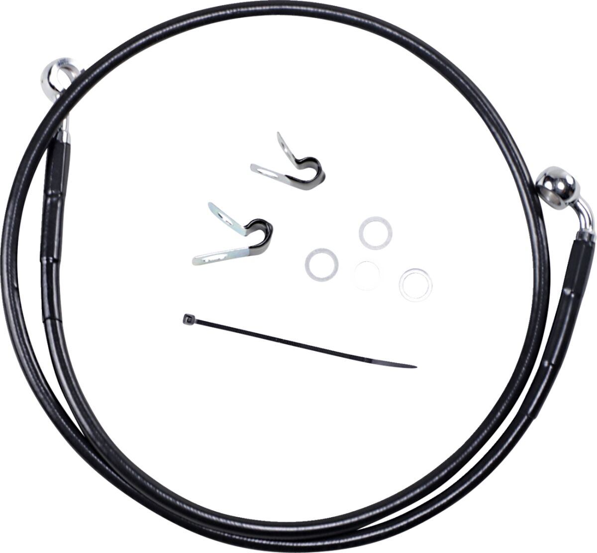 Drag Specialties Front Brake Line Black Vinyl Coated Stainless Steel Extended 6" Brake Lines Hoses Stainless Drag Specialties