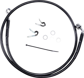 Drag Specialties Front Brake Line Black Vinyl Coated Stainless Steel Extended 6" Brake Lines Hoses Stainless Drag Specialties