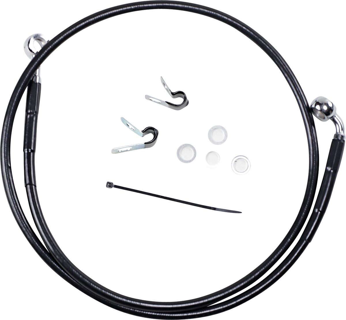 Drag Specialties Front Brake Line Black Vinyl Coated Stainless Steel Extended 6" Brake Lines Hoses Stainless Drag Specialties